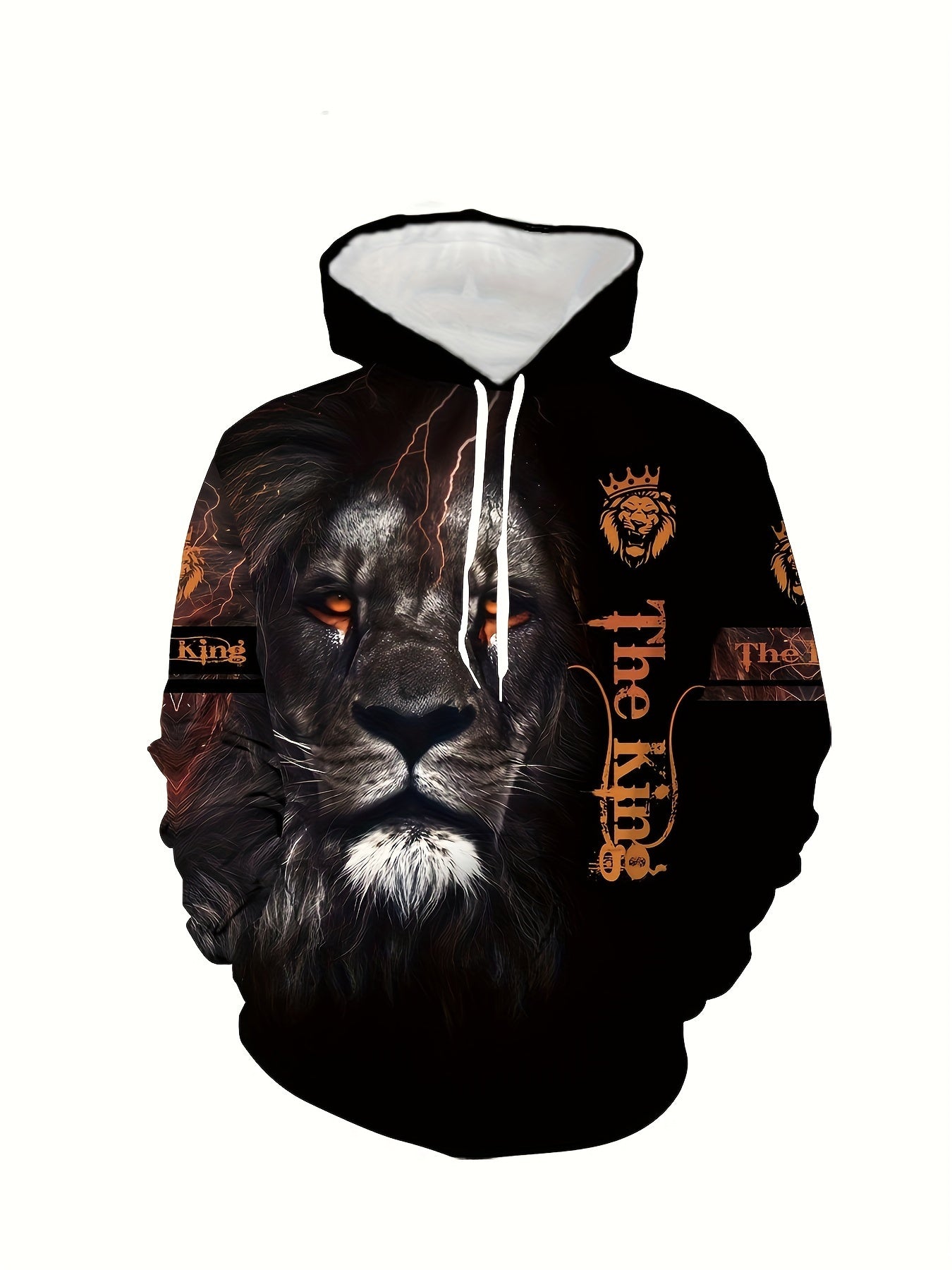 Men's Lion King Print Hooded Sweatshirt & Sweatpants Set, Sports Set, Men's Clothing