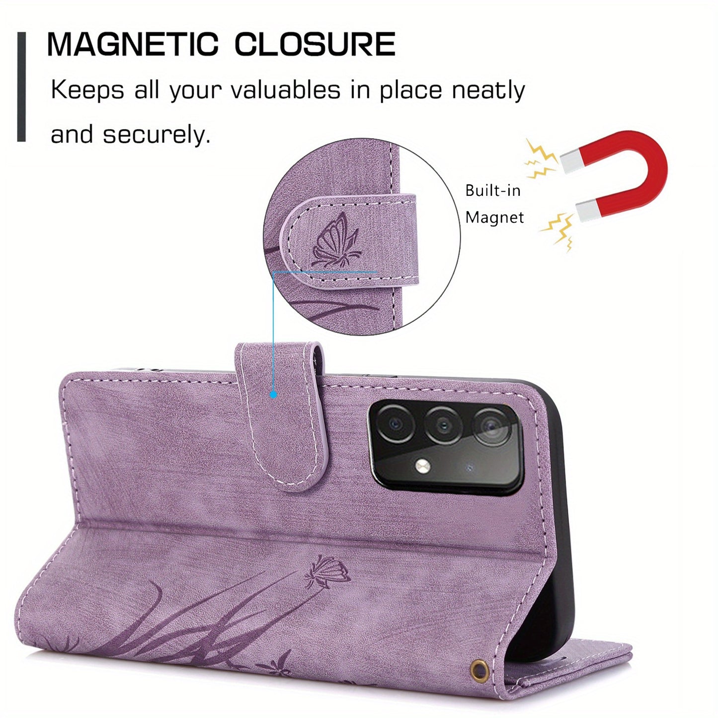 Flower Flip Case For Samsung Galaxy A25 A15 A05 A54 A34 A24 A14 A04 S A04E 4G 5G Lanyard PU Leather Wallet Card Slot Stand Magnetic Phone Cover