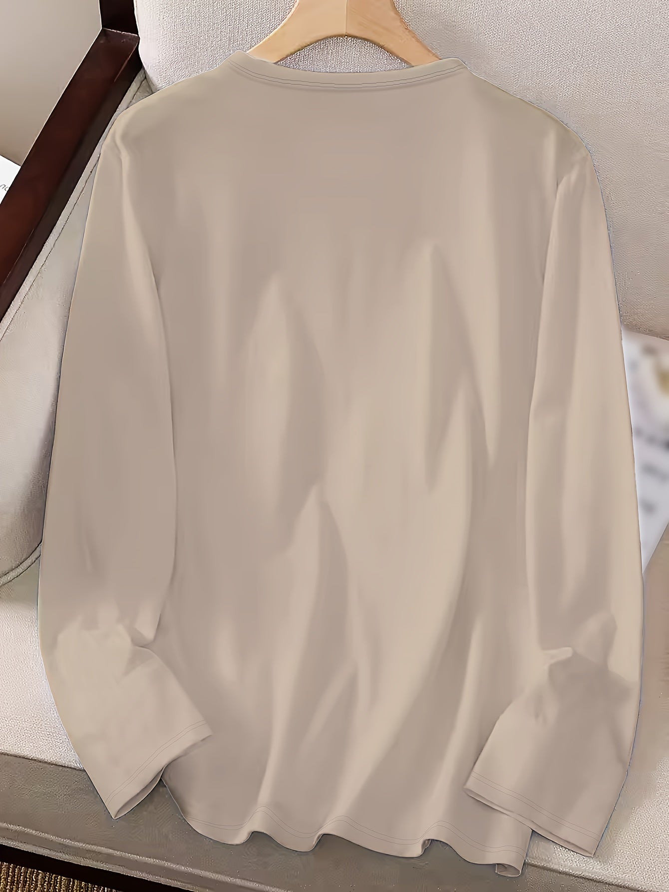 Heart & My Birthday Letter Print T-shirt, Long Sleeve Crew Neck, Casual Top, Women's Clothing