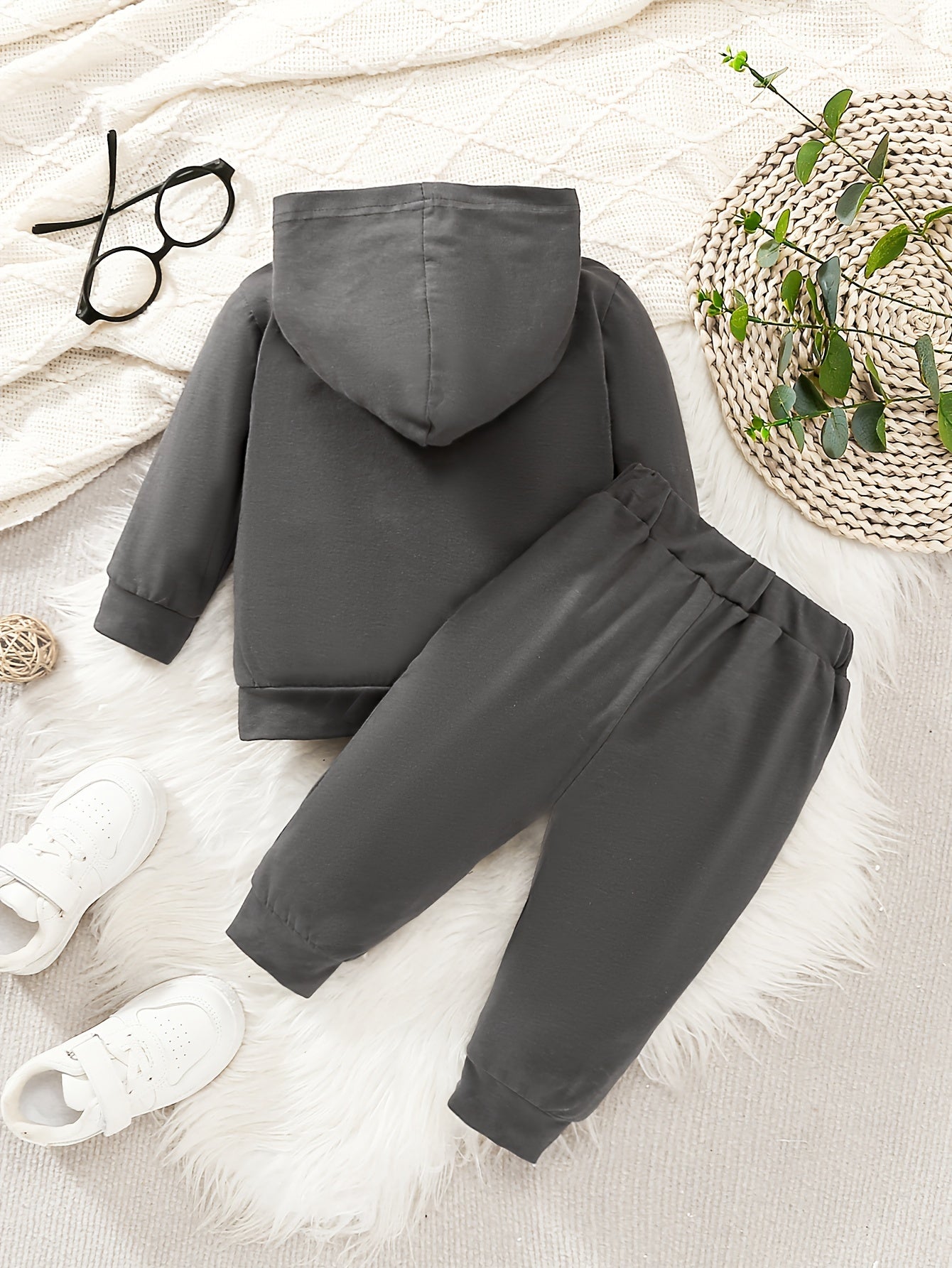 Baby Boy's Casual Fashion Outfit Hooded KING Print  Long Sleeve Sweatshirt + Pants Set