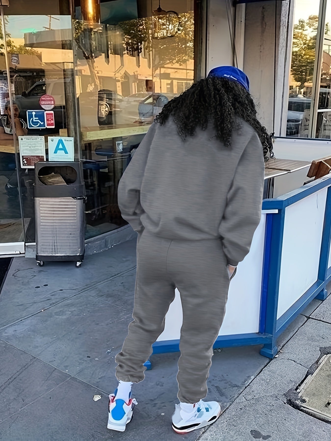 Blessed Letter Print Casual Two-piece Set, Crew Neck Long Sleeve Tops & Drawstring Jogger Pants Outfits, Women's Clothing