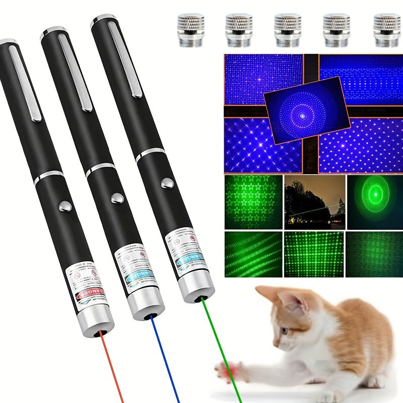SQL002  Multi Pattern Laser Pointer, Creating Festive Atmosphere,Pet Kitten Dogs Laser Pen Toys Chaser Tease Cat Pointer Pen Toys For Cats, Indoor Training Chaser Toys Pointer With Star Cap, Adjustable Focus For Teaching Outdoor Hunting