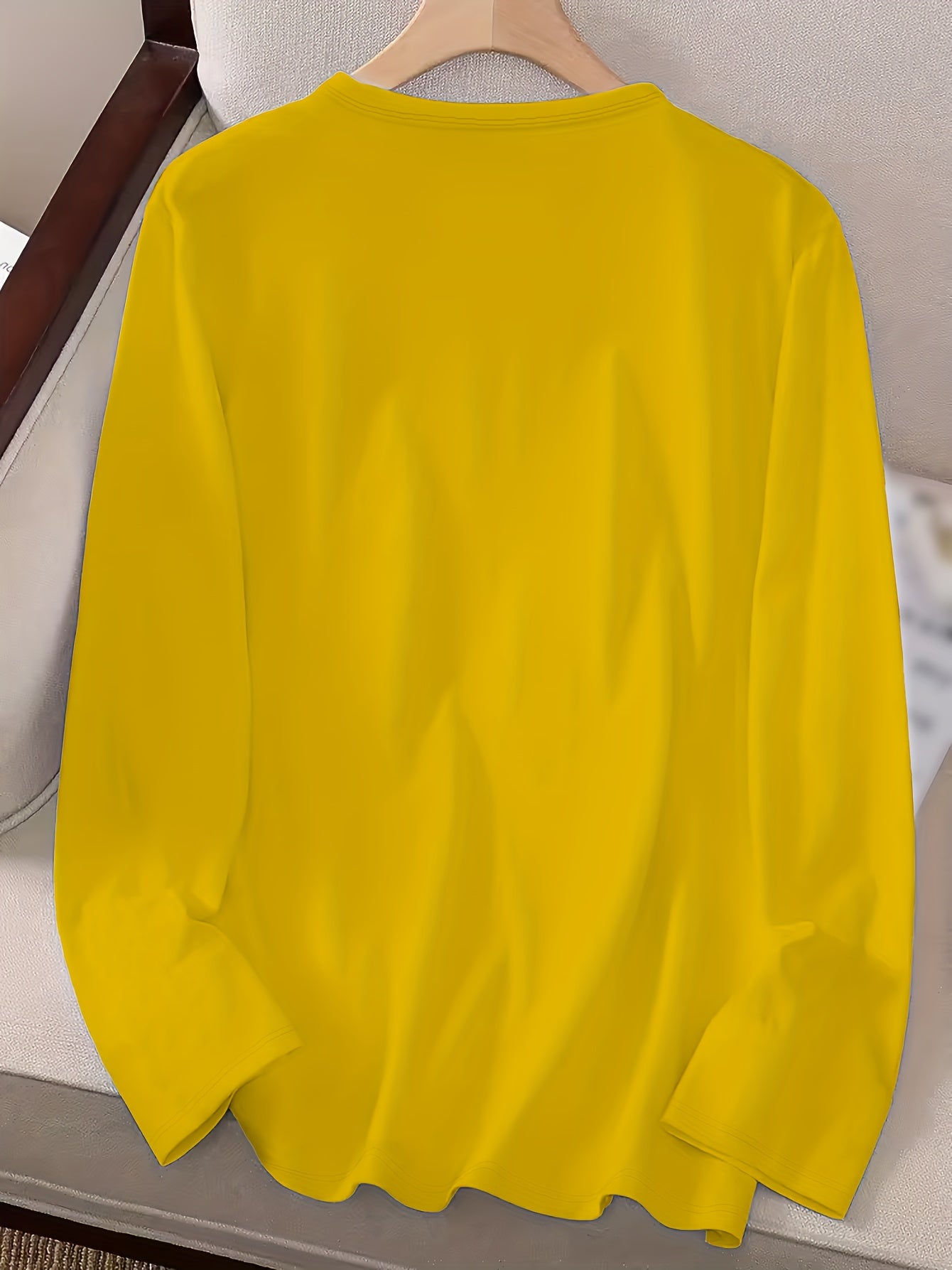 Heart & My Birthday Letter Print T-shirt, Long Sleeve Crew Neck, Casual Top, Women's Clothing