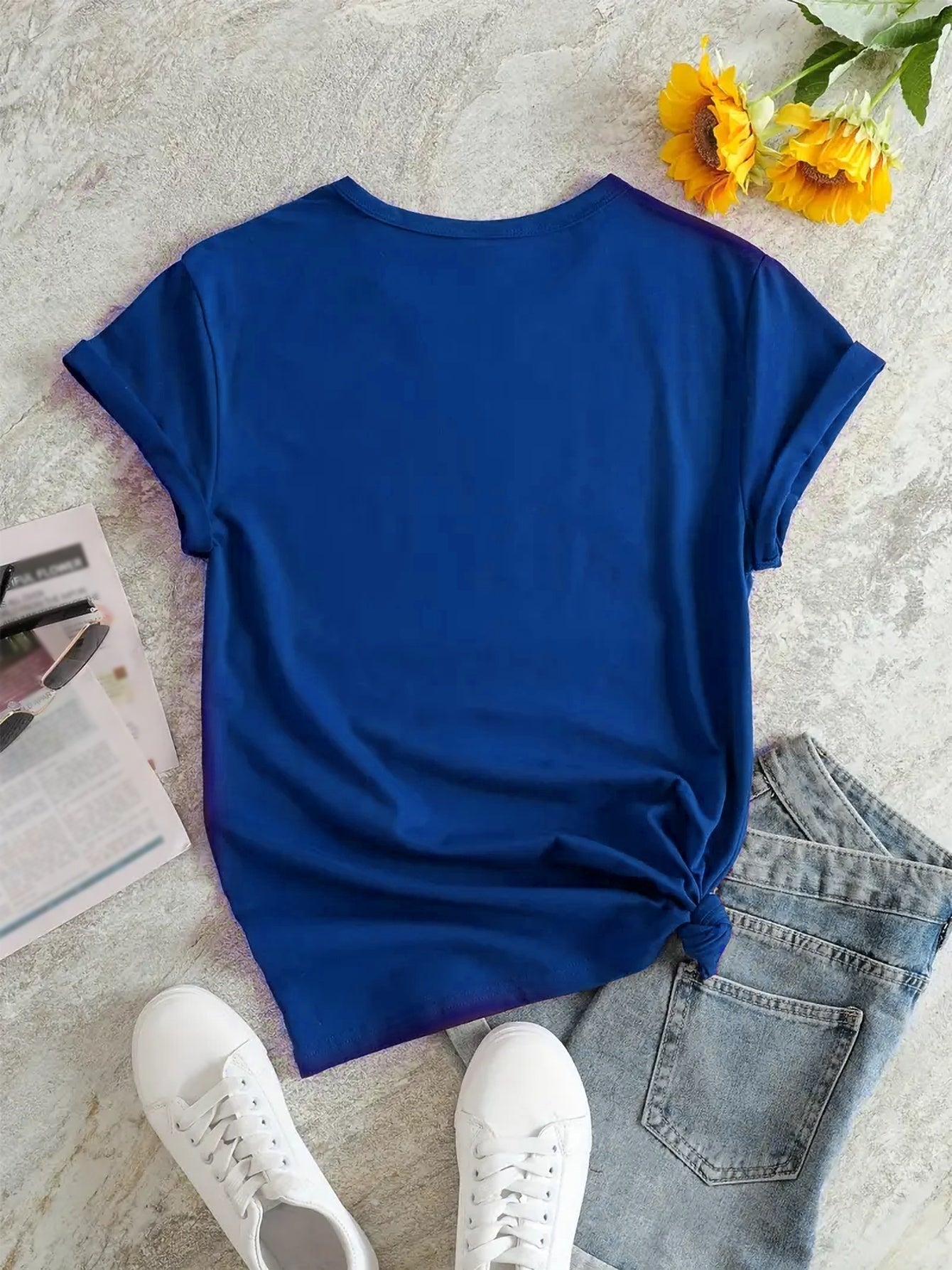 With God Print Summer Short Sleeve Crew Neck Casual Top