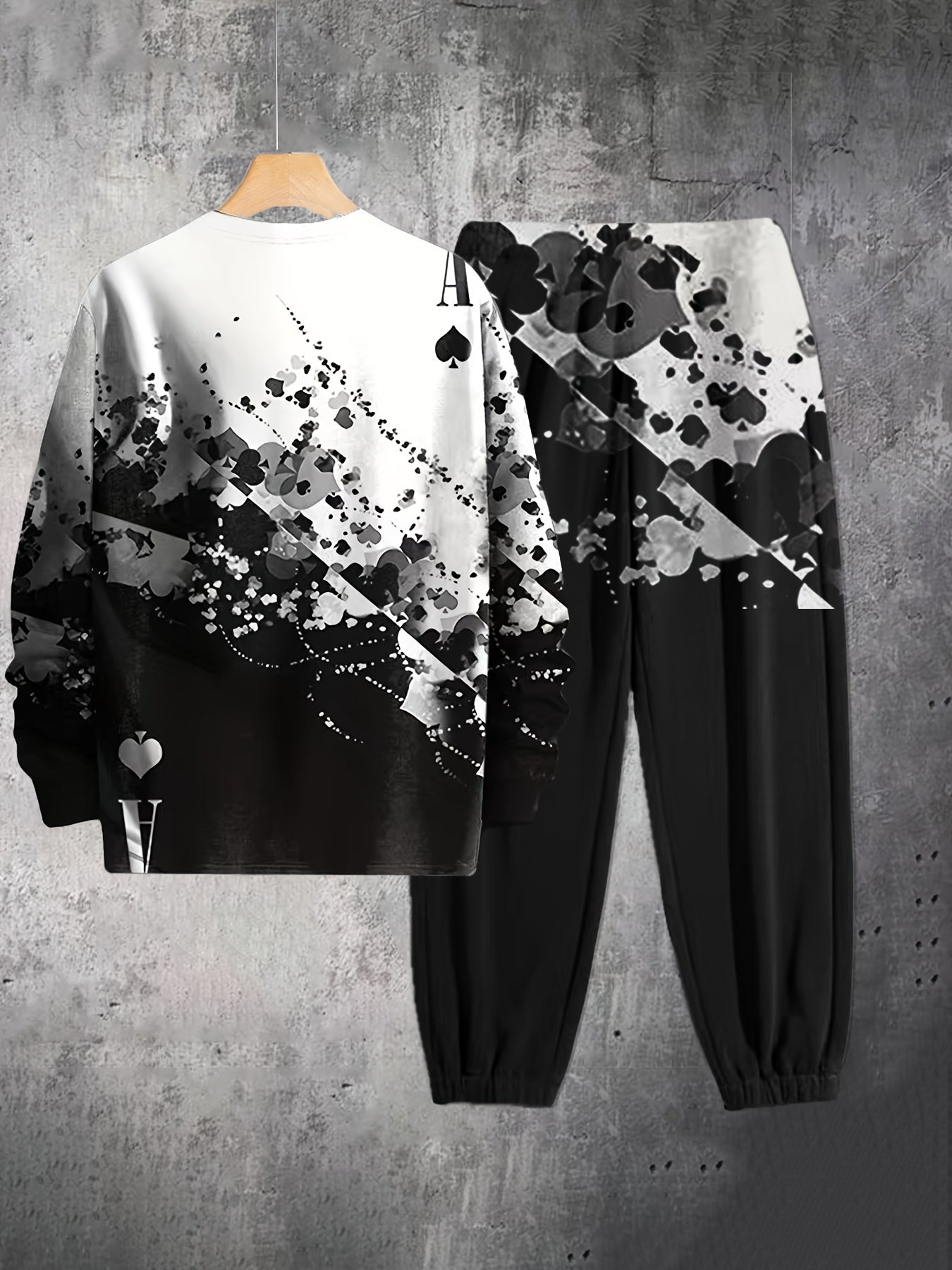 THE KING Tiger Print, Men's 2pcs, Casual Loose Comfy Sweatshirt And Drawstring Waist Sweatpants Set