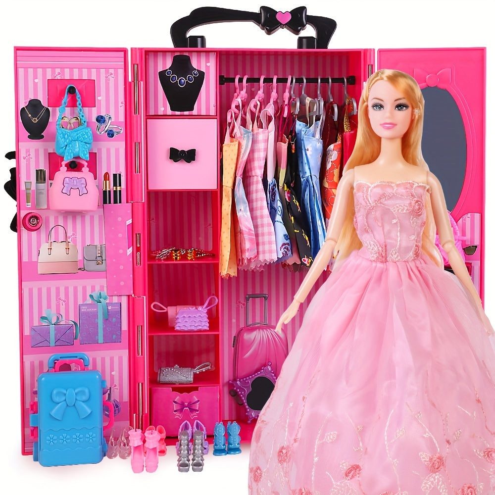 1pc Fashion Dollhouse Doll Furniture, Doll Wardrobe, Plastic Portable Closet