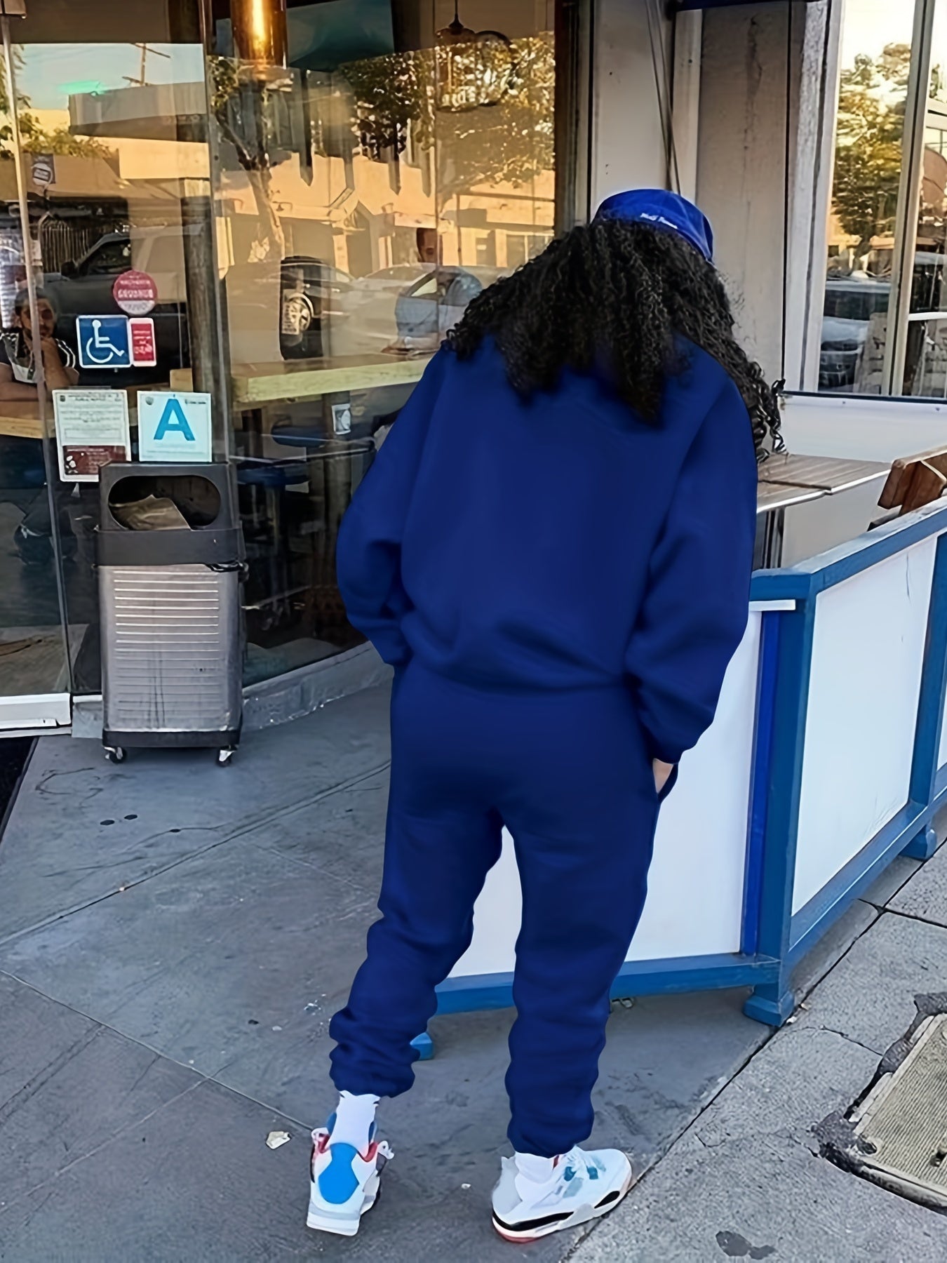 Blessed Letter Print Casual Two-piece Set, Crew Neck Long Sleeve Tops & Drawstring Jogger Pants Outfits, Women's Clothing