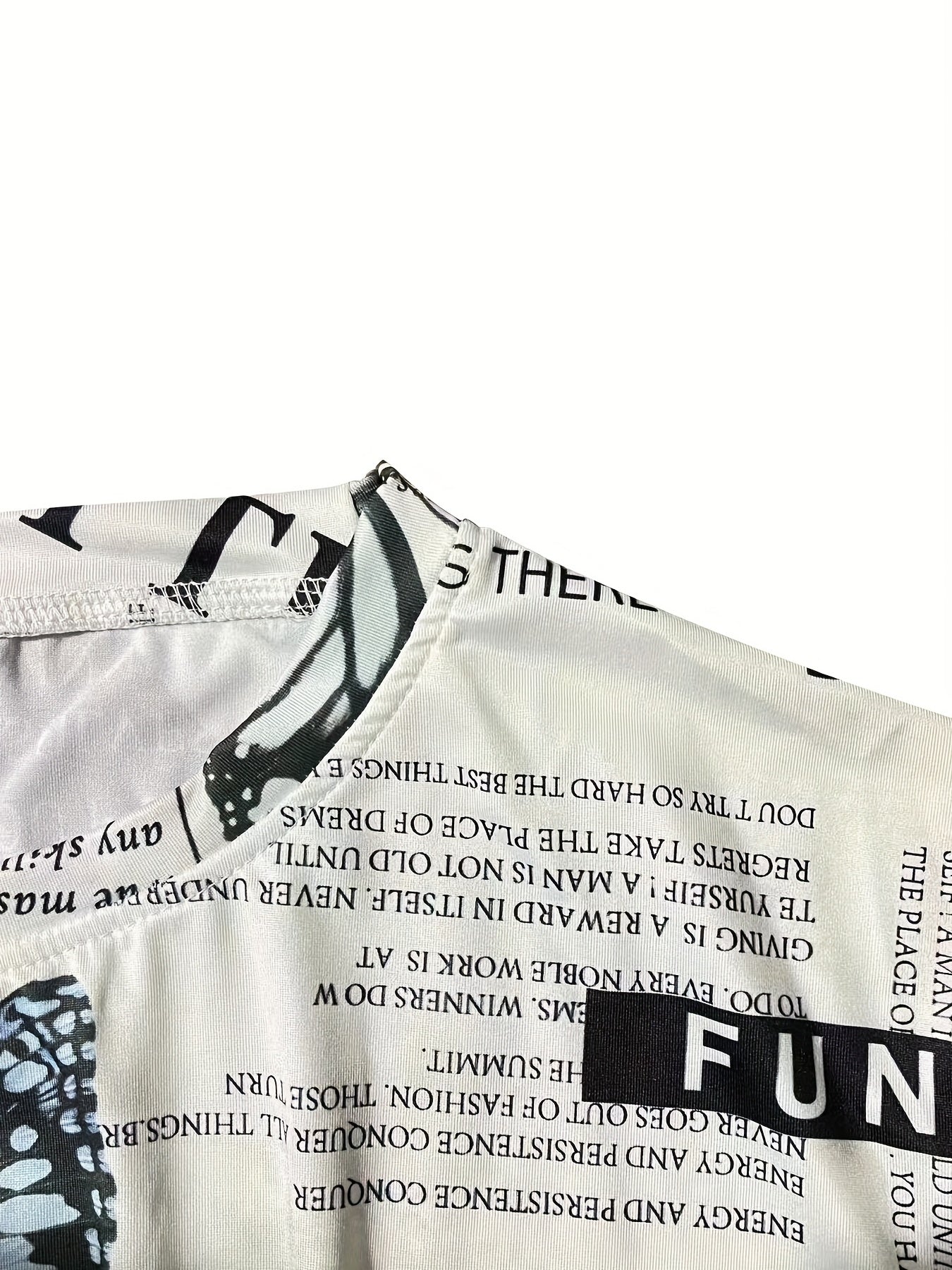 Butterfly & Newspaper Pattern T-Shirt, Casual Crew Neck Short Sleeve T-Shirt For Spring & Summer, Women's Clothing