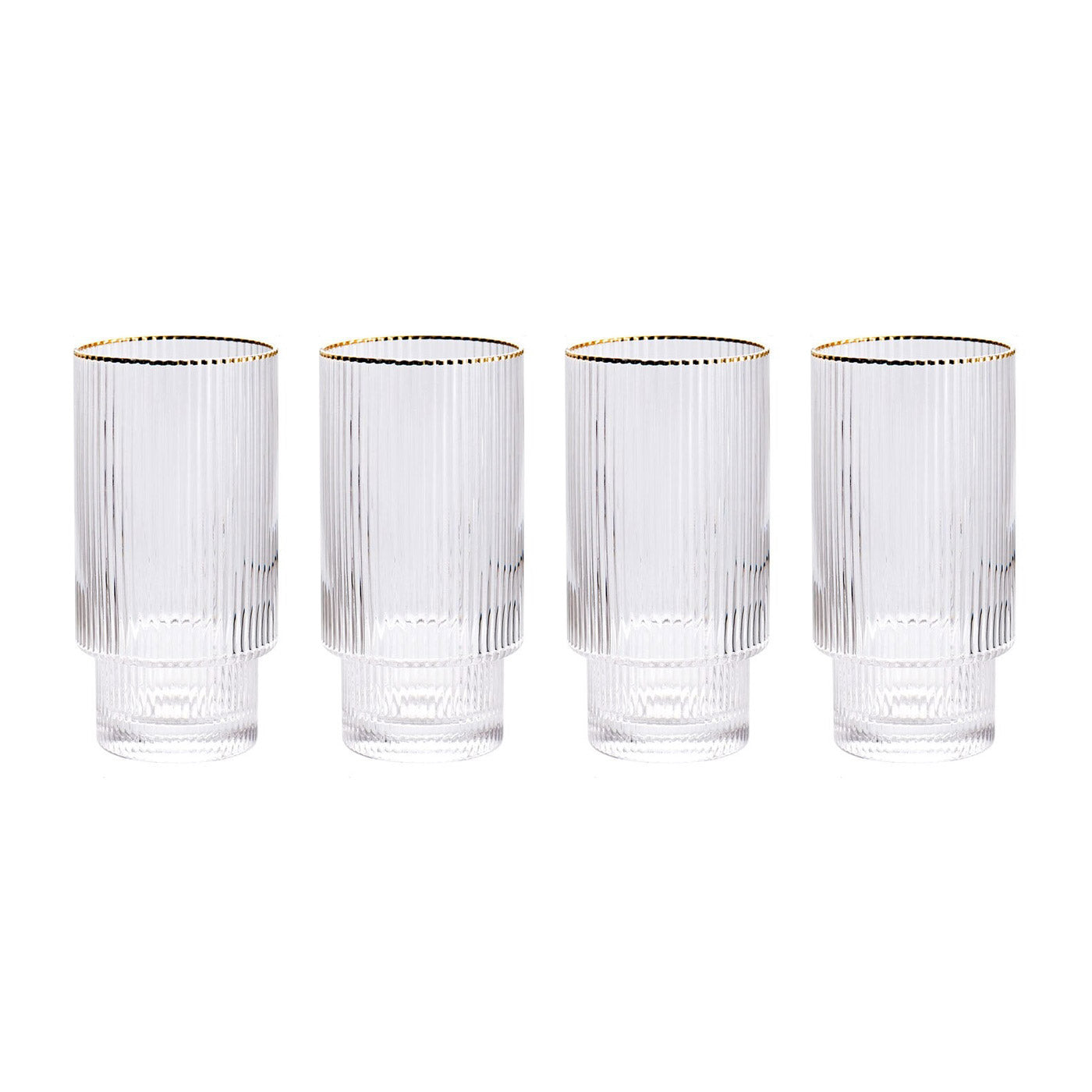 Stackable Gold Rim Ripple Drinking Glass