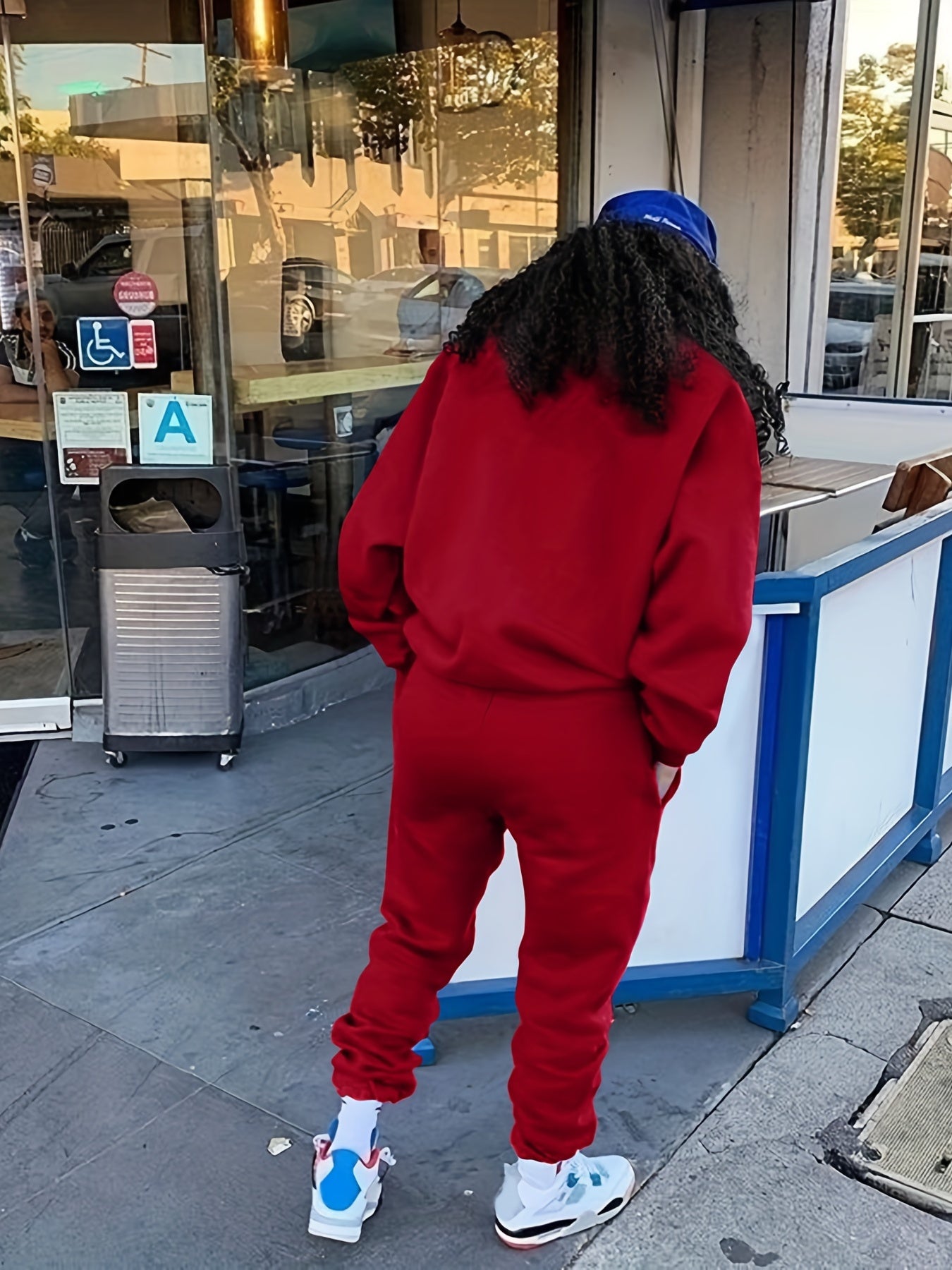 Blessed Letter Print Casual Two-piece Set, Crew Neck Long Sleeve Tops & Drawstring Jogger Pants Outfits, Women's Clothing