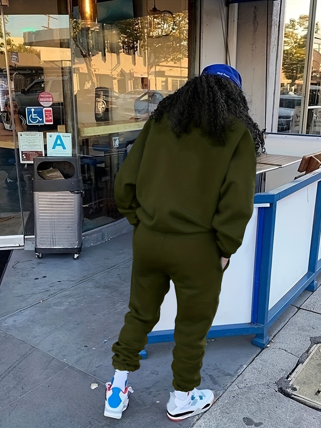 Blessed Letter Print Casual Two-piece Set, Crew Neck Long Sleeve Tops & Drawstring Jogger Pants Outfits, Women's Clothing