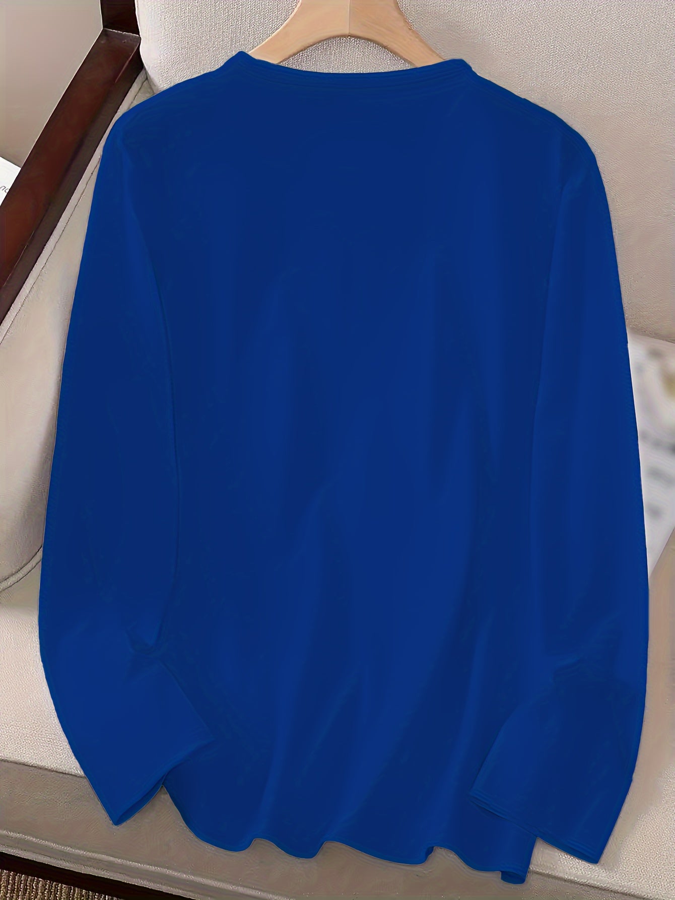 With God Letter Print Casual Crew Neck Long Sleeve Top