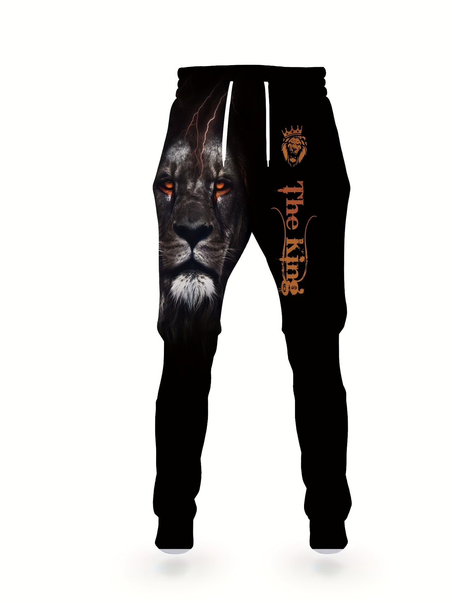 Men's Lion King Print Hooded Sweatshirt & Sweatpants Set, Sports Set, Men's Clothing