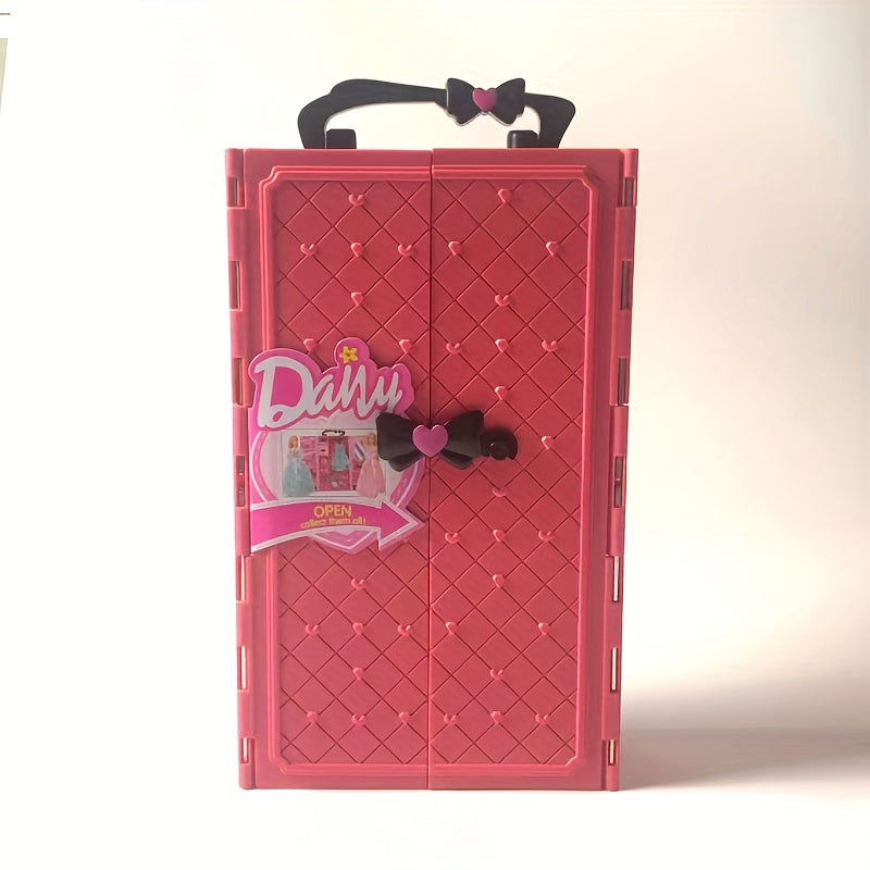1pc Fashion Dollhouse Doll Furniture, Doll Wardrobe, Plastic Portable Closet