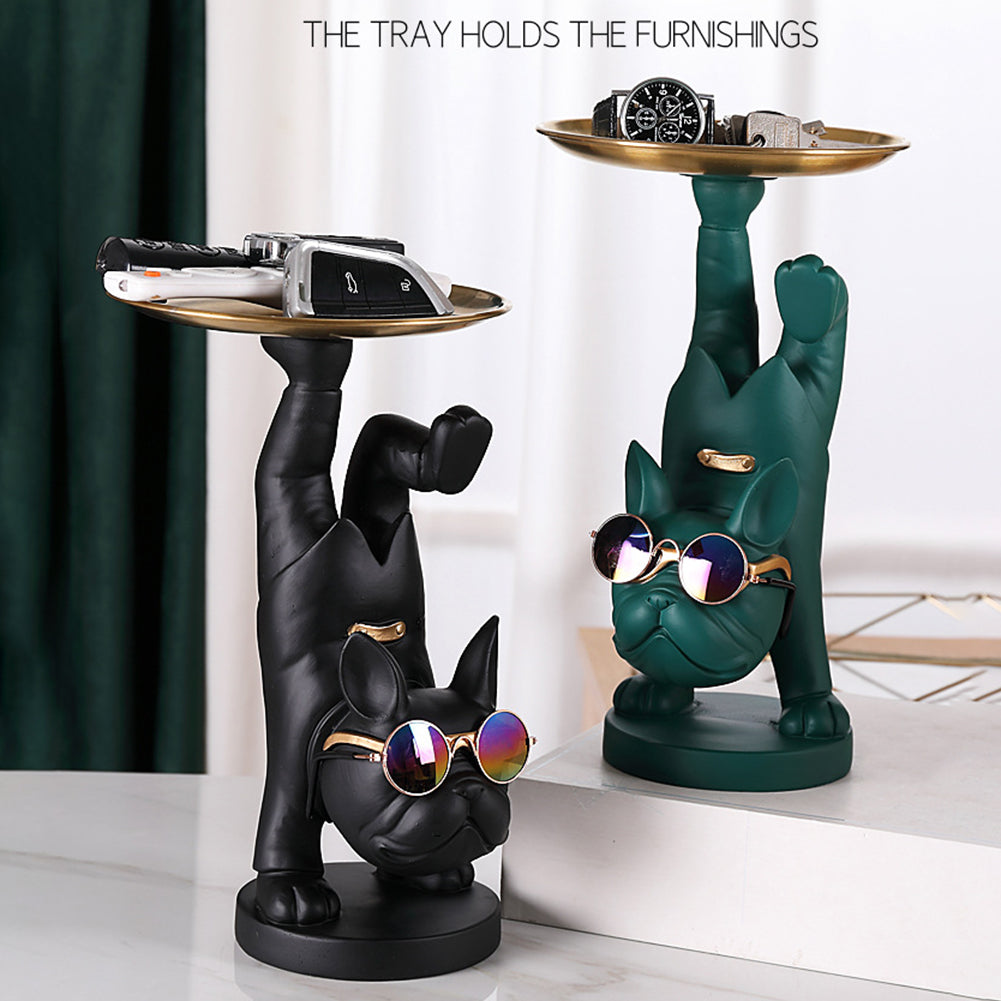 French Fighting Dog Decoration Porch Cabinet With Key Storage Tray