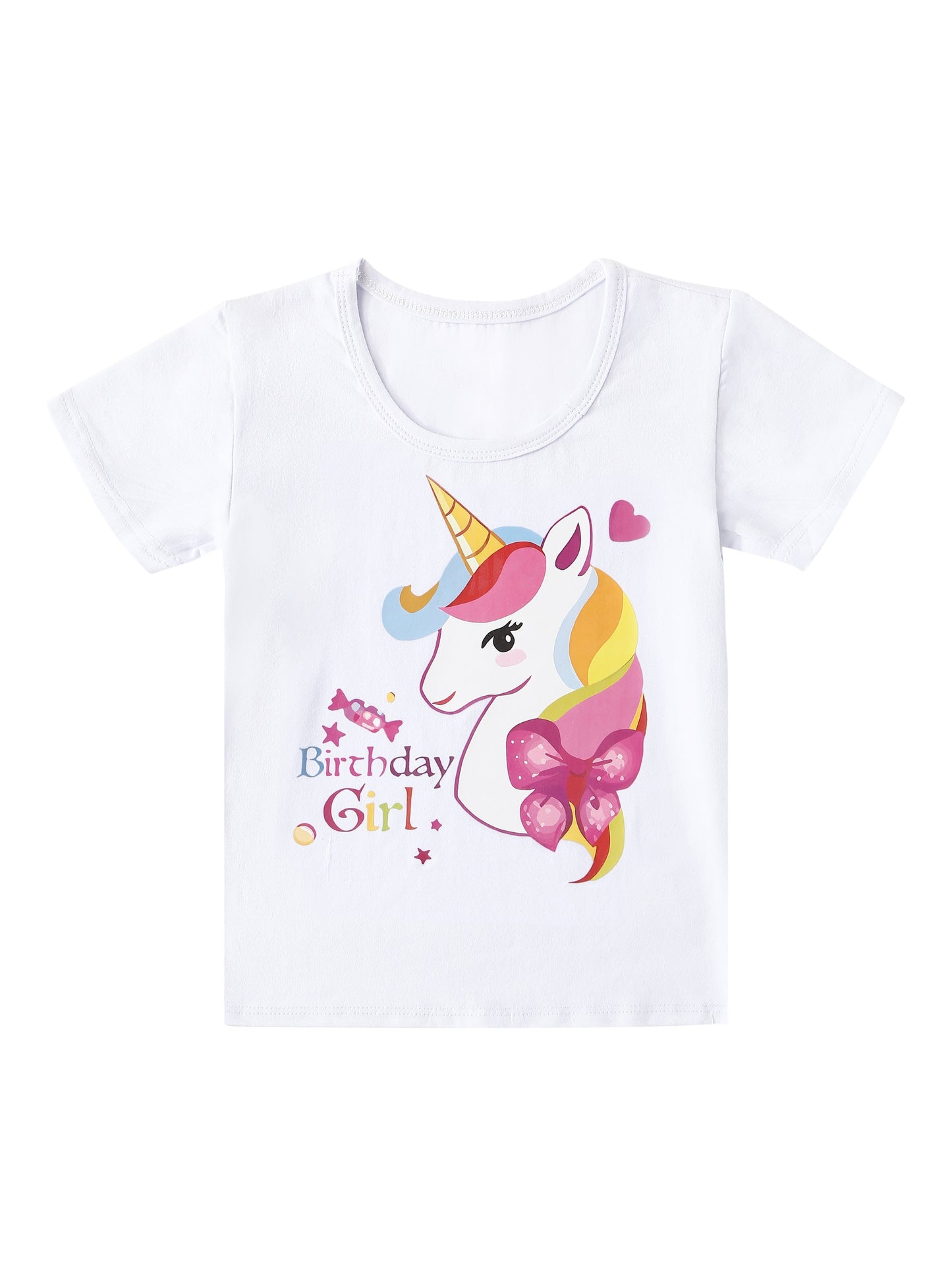 4pcs Toddler Girls, Cute Rainbow Unicorn Graphic T-Shirt Top & Color Block Bow, Princess Mesh Tutu Skirt & Ribbon & Headband Set