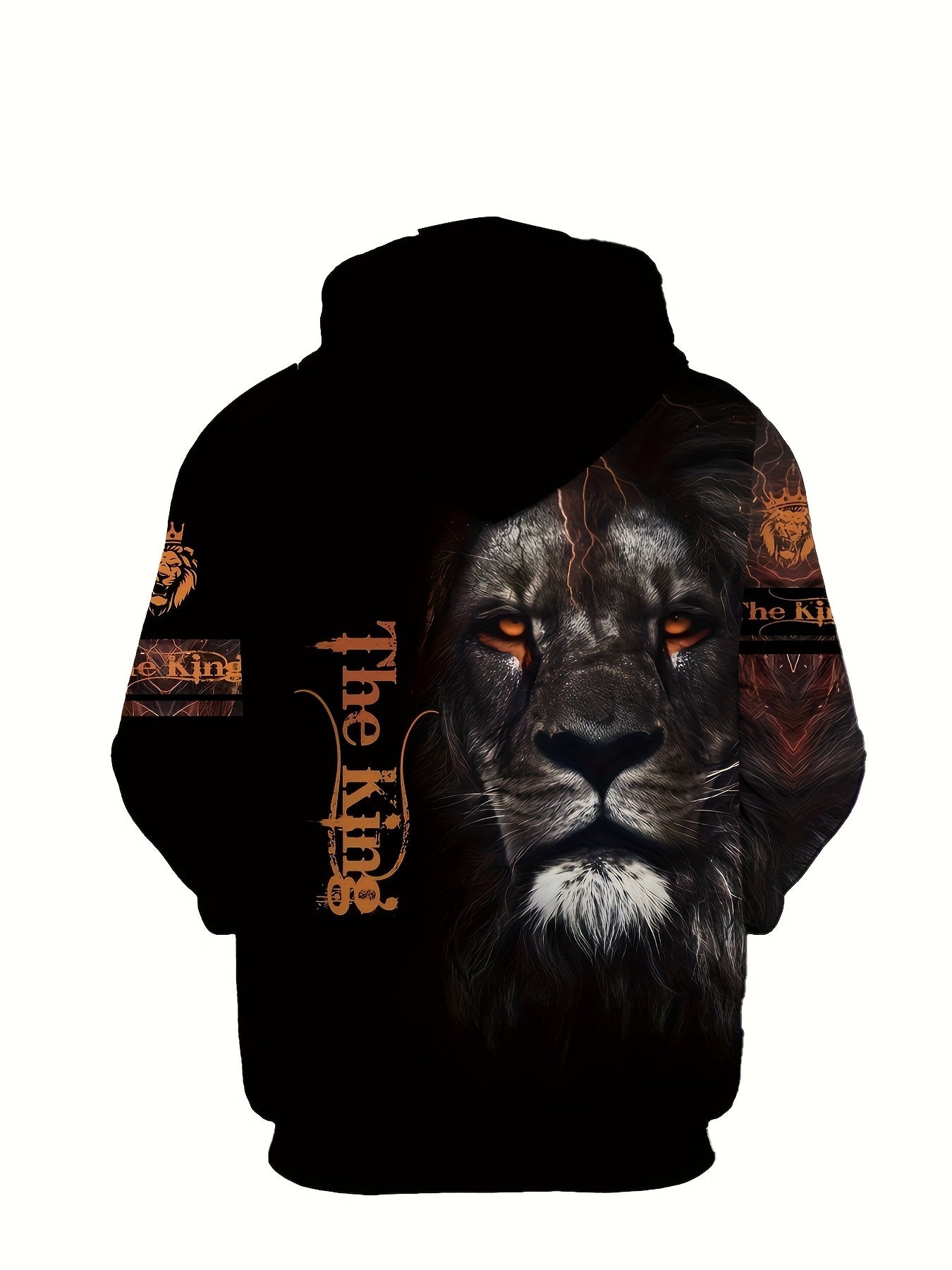 Men's Lion King Print Hooded Sweatshirt & Sweatpants Set, Sports Set, Men's Clothing