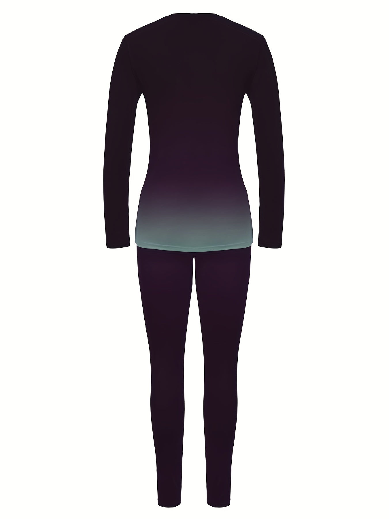 Queen Letter Print Two-piece Set, Crew Neck Long Sleeve Tops & Slim Pants Outfits, Women's Clothing