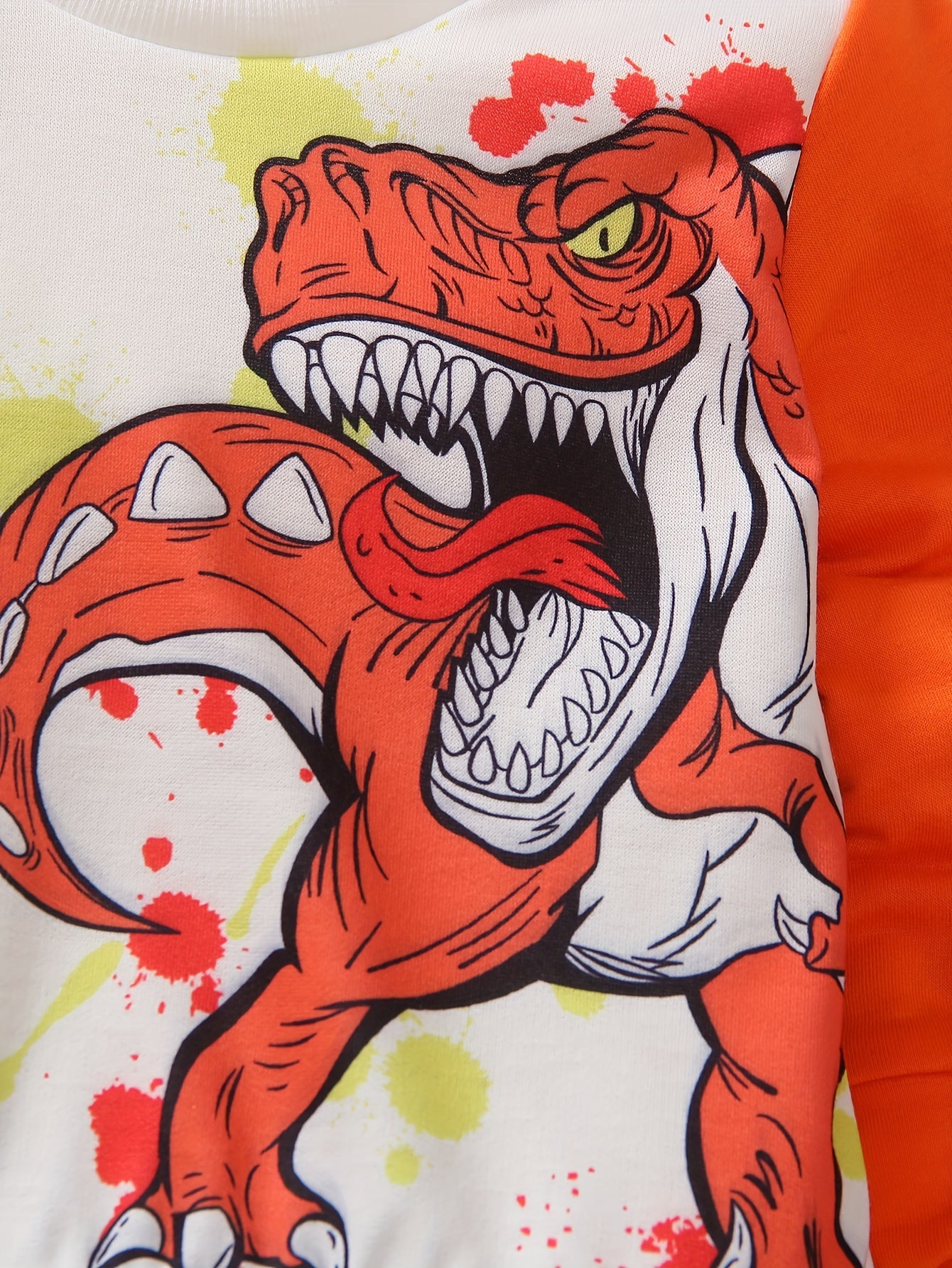 Baby Boys Cute Dinosaur Print Stitching Long Sleeve Sweatshirt Pants Matching Set, Kids Clothes