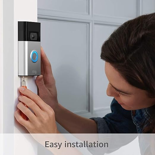 Ring Video Doorbell - 1080p HD video, live notifications when away from home, simple setup, privacy controls | Satin Nickel