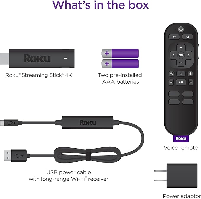 Roku Streaming Stick | Portable Device 4K/HDR/Dolby Vision. Voice Remote, Free & Live TV