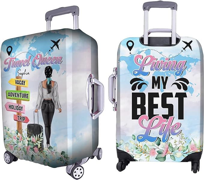 Jinniee Personalized Name Travel Queen Luggage Cover Protector Travel Bag Covers Suitcase Cover Travel Bag Covers Gift for Traveling Lovers 24