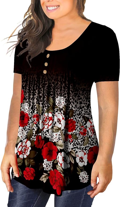 BeadChica Plus Size Tunic Tops For Leggings Casual Flowy Tshirts Ruched Blouses For Women
