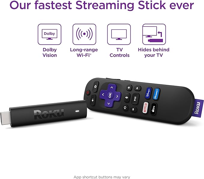 Roku Streaming Stick | Portable Device 4K/HDR/Dolby Vision. Voice Remote, Free & Live TV