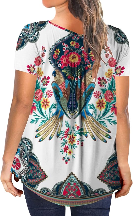 BeadChica Plus Size Tunic Tops For Leggings Casual Flowy Tshirts Ruched Blouses For Women