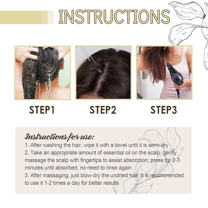 3PCS Veganic Natural Hair Oil, Veganic Hair Oil, Natural Hair Gro, Rosemary Oil for Hair Growth Organic, Rosemary Hair Growth Oil for Dry Damaged Hair and Growth Thin Hair