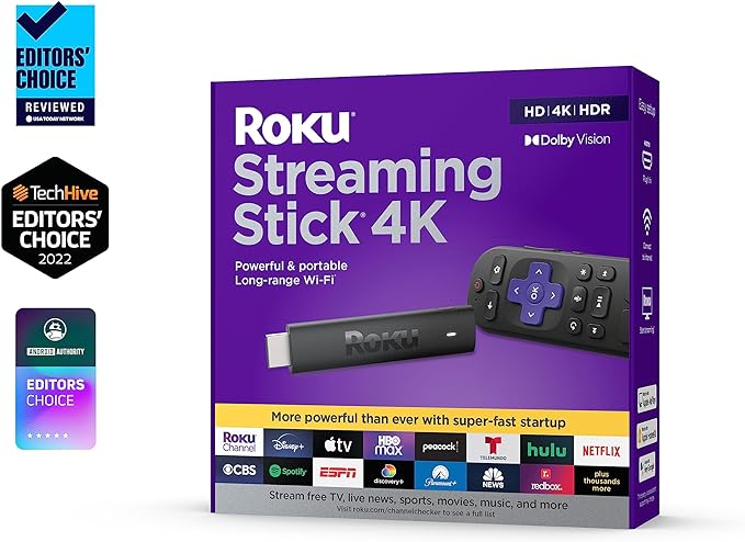 Roku Streaming Stick | Portable Device 4K/HDR/Dolby Vision. Voice Remote, Free & Live TV