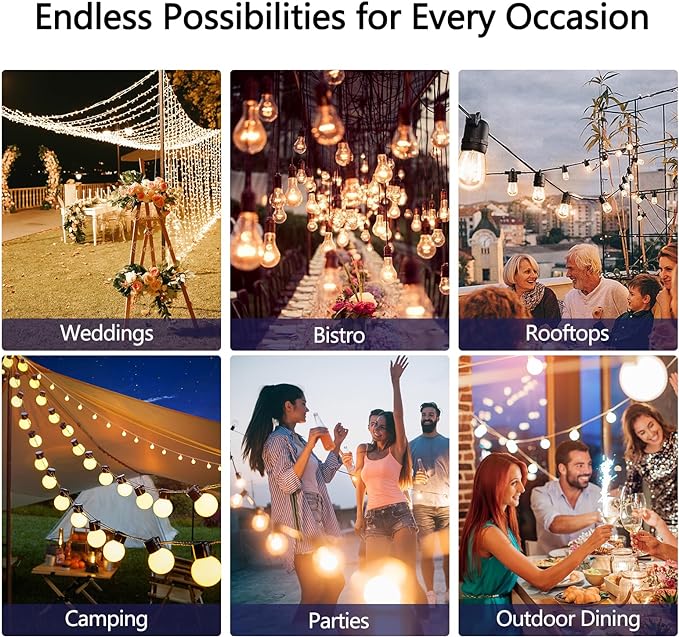 Stright 35FT Solar String Lights Outdoor Weatherproof with Remote, Solar Powered LED Edison Bulb Outdoor String Lights for Outside Patio Backyard Fence Halloween Christmas Decorations