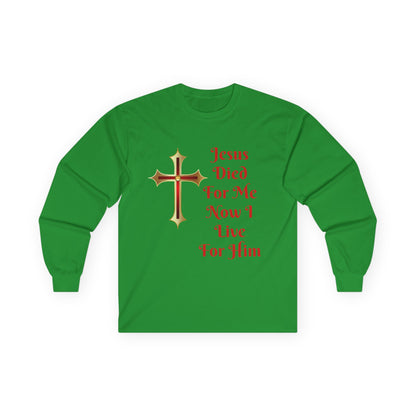 Faith-Inspired Long Sleeve Tee - Jesus Cross Design, Christian Gift, Casual Wear, Inspirational Apparel, Religious Fashion