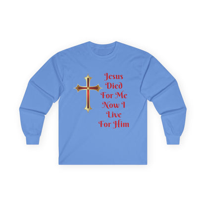 Faith-Inspired Long Sleeve Tee - Jesus Cross Design, Christian Gift, Casual Wear, Inspirational Apparel, Religious Fashion