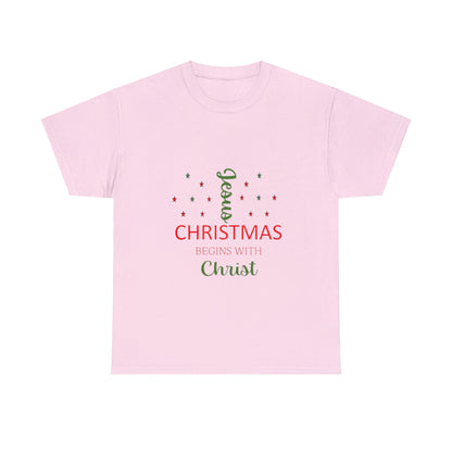 Christmas Begins With Christ Unisex Heavy Cotton Tee