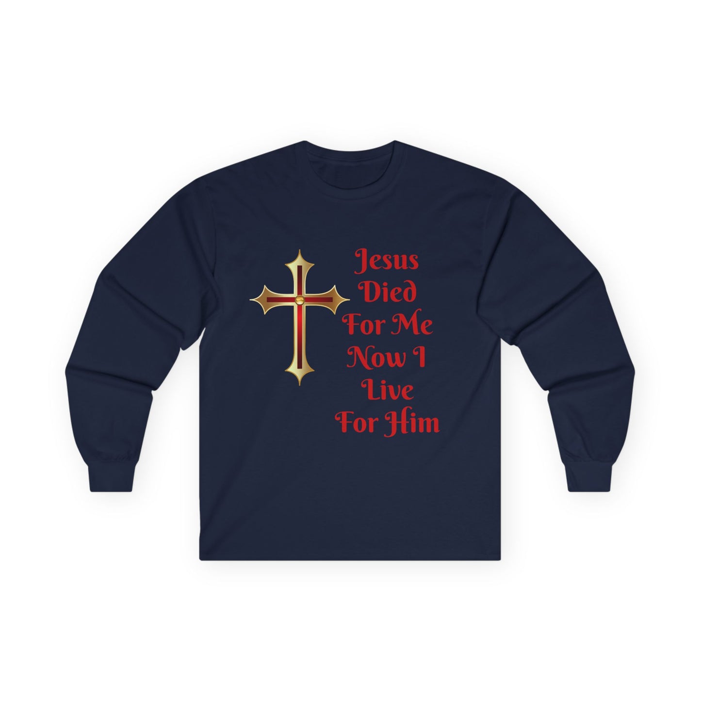 Faith-Inspired Long Sleeve Tee - Jesus Cross Design, Christian Gift, Casual Wear, Inspirational Apparel, Religious Fashion