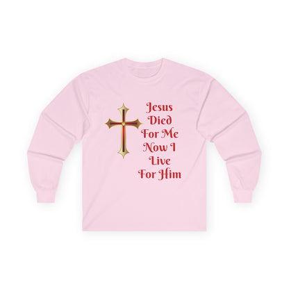 Faith-Inspired Long Sleeve Tee - Jesus Cross Design, Christian Gift, Casual Wear, Inspirational Apparel, Religious Fashion