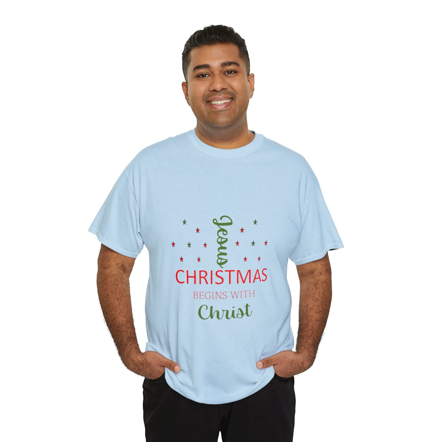 Christmas Begins With Christ Unisex Heavy Cotton Tee