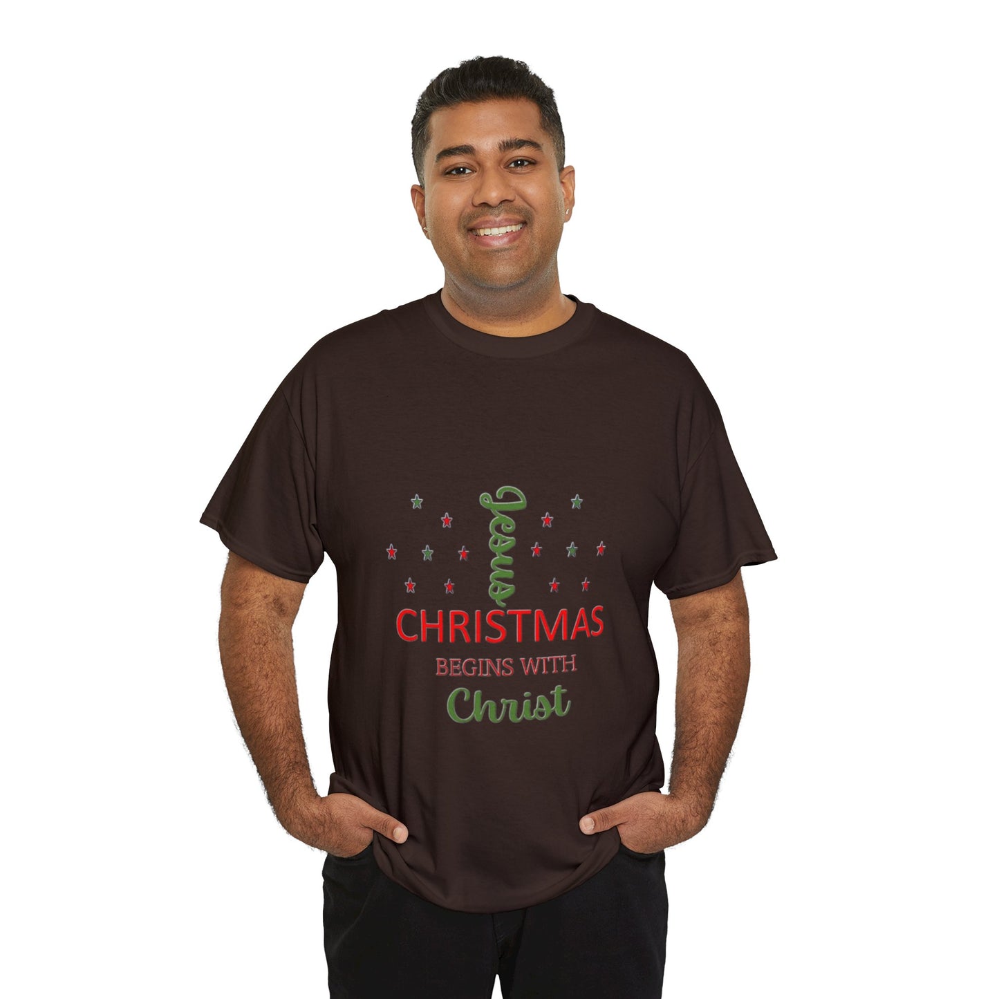 Christmas Begins With Christ Unisex Heavy Cotton Tee