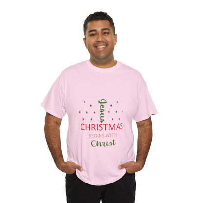 Christmas Begins With Christ Unisex Heavy Cotton Tee