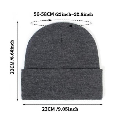 1pc Saitn Lined Knit Beanie Hat, Acrylic Slouchy Warm Cuffed Beanie Hat For Winter Ski
