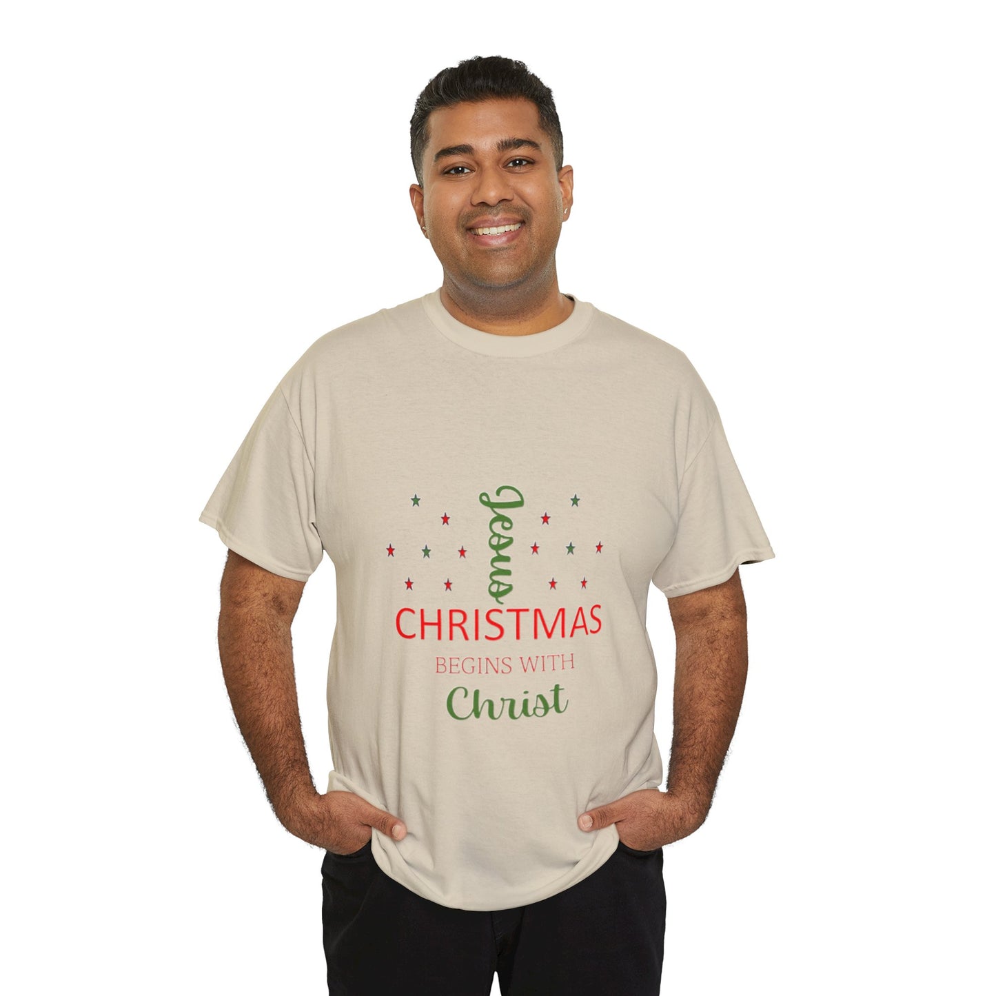 Christmas Begins With Christ Unisex Heavy Cotton Tee