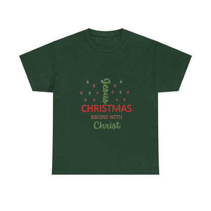 Christmas Begins With Christ Unisex Heavy Cotton Tee
