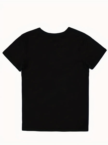 Birthday Letter Print, Crew Neck T-Shirt, Casual Short Sleeve T-Shirt, Women's Clothing