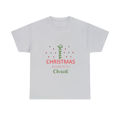 Christmas Begins With Christ Unisex Heavy Cotton Tee