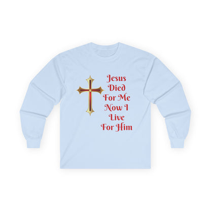 Faith-Inspired Long Sleeve Tee - Jesus Cross Design, Christian Gift, Casual Wear, Inspirational Apparel, Religious Fashion