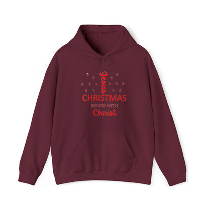 Christmas Begins With Christ Unisex Heavy Blend Hooded Sweatshirt