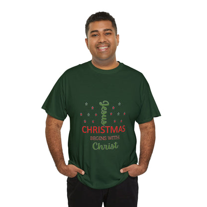 Christmas Begins With Christ Unisex Heavy Cotton Tee