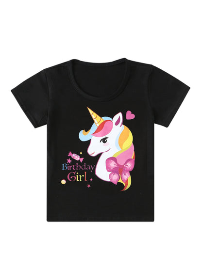 4pcs Toddler Girls, Cute Rainbow Unicorn Graphic T-Shirt Top & Color Block Bow, Princess Mesh Tutu Skirt & Ribbon & Headband Set