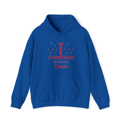 Christmas Begins With Christ Unisex Heavy Blend Hooded Sweatshirt